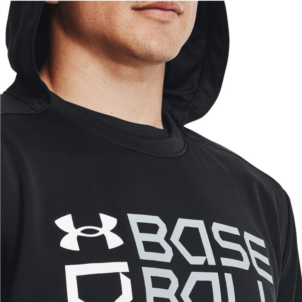 UNDER ARMOUR BASEBALL⚾️Black HOODIE Silver & White Logo Size Large